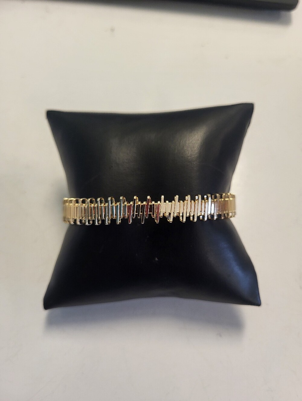 Gold Tone Textured Bar Link Bracelet - Women Jewelry
